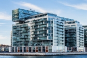 TORONTO, CANADA - APRIL 20, 2016: New condo buildings at Downtown Toronto Waterfront at sunset.